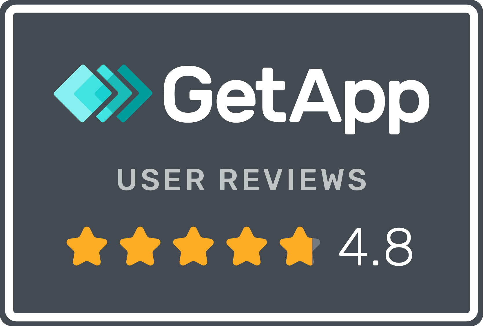 GetApp User Reviews 4.8 Stars