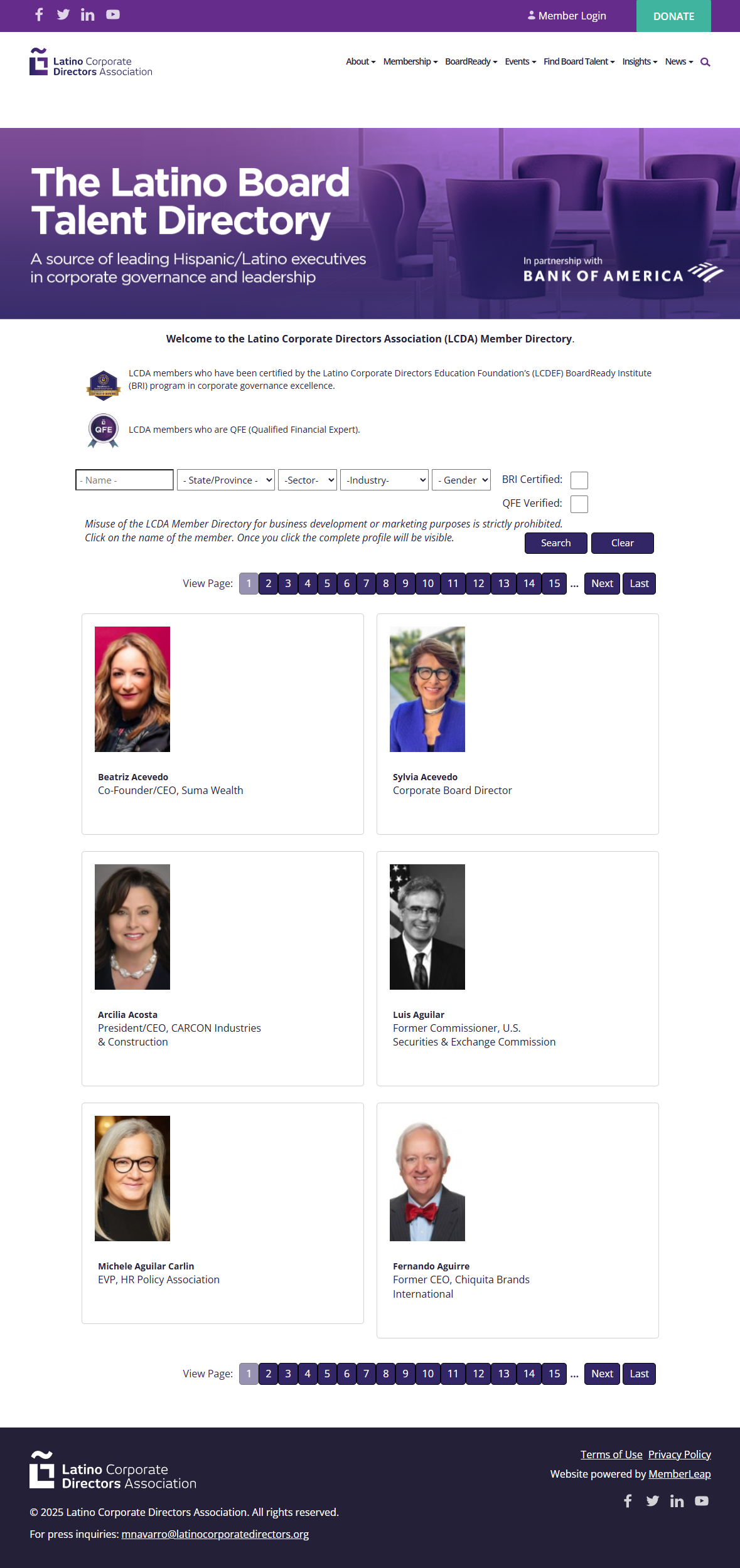 Member Directory - Search Page