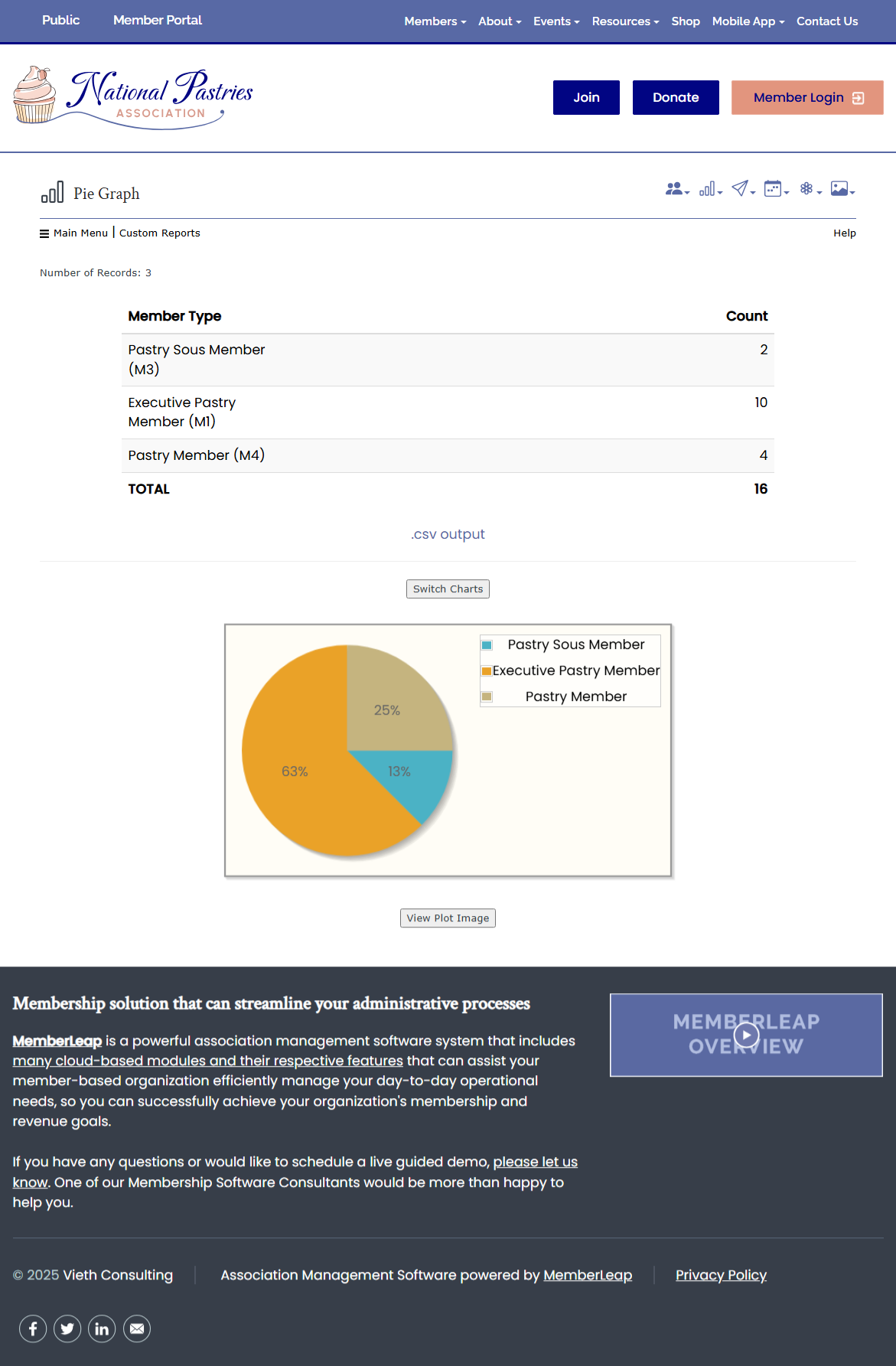 Custom Reports Pie Graph Output