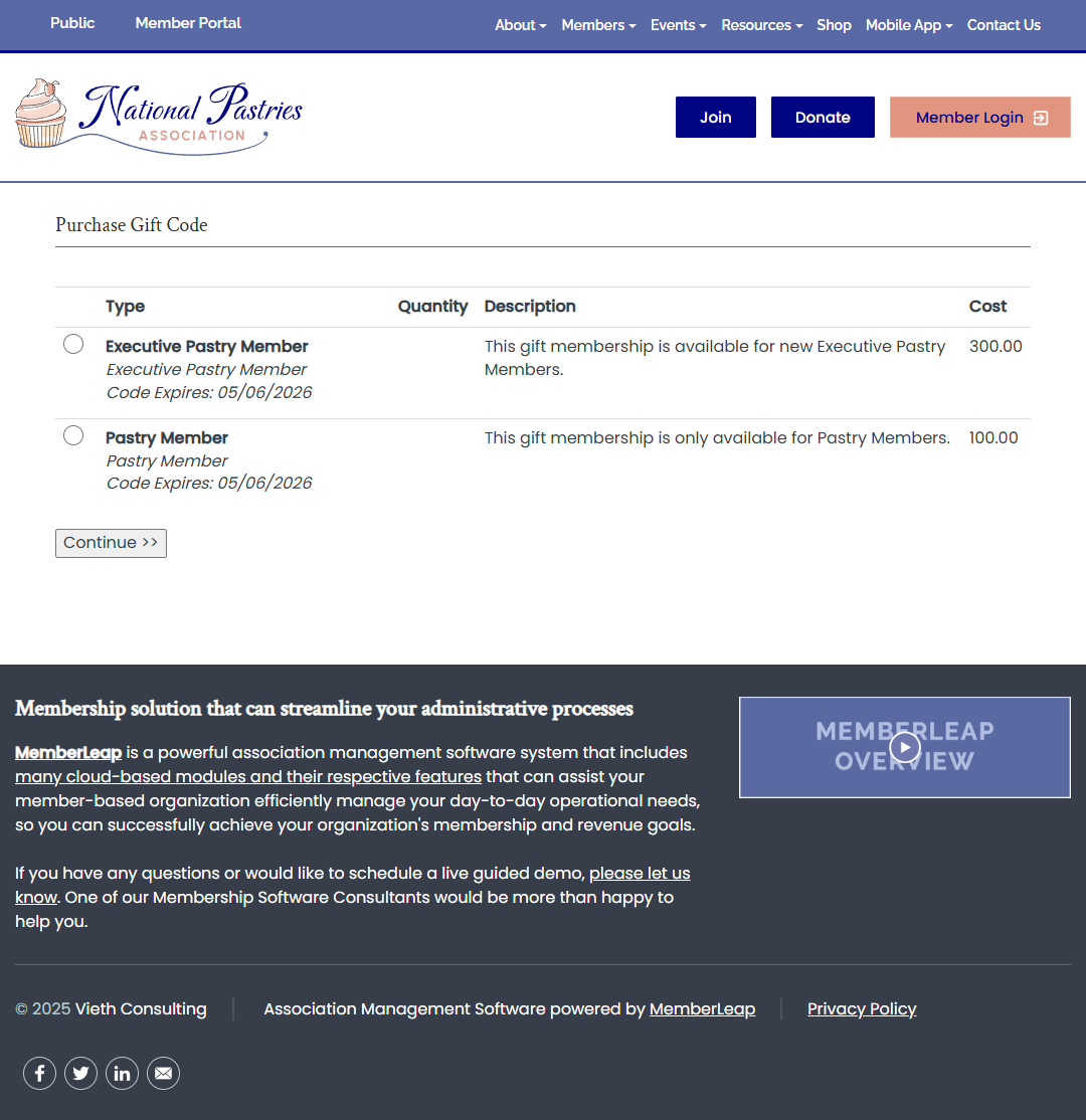 Gift Membership Purchase Page