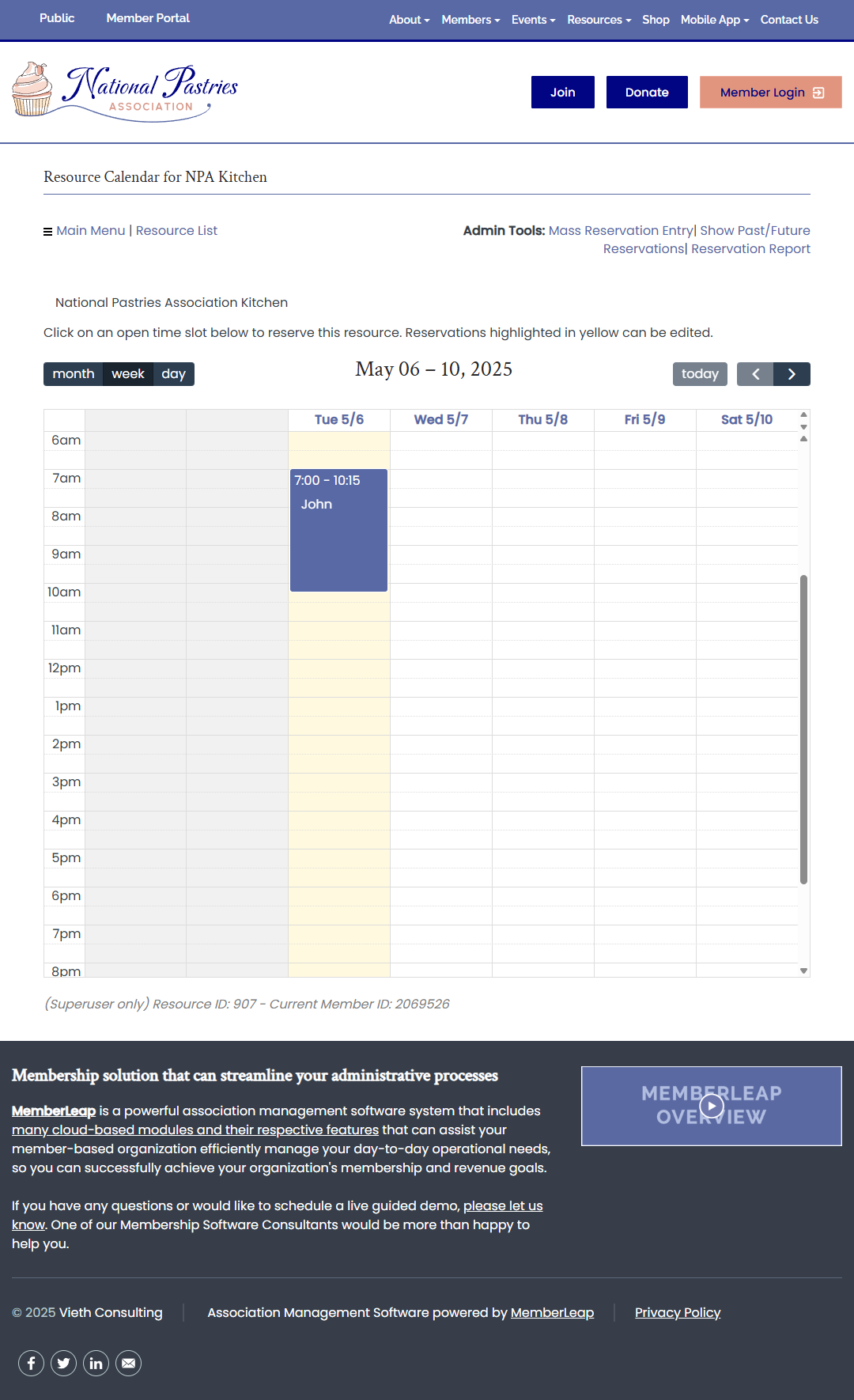 Resource Reservation Calendar for individual item