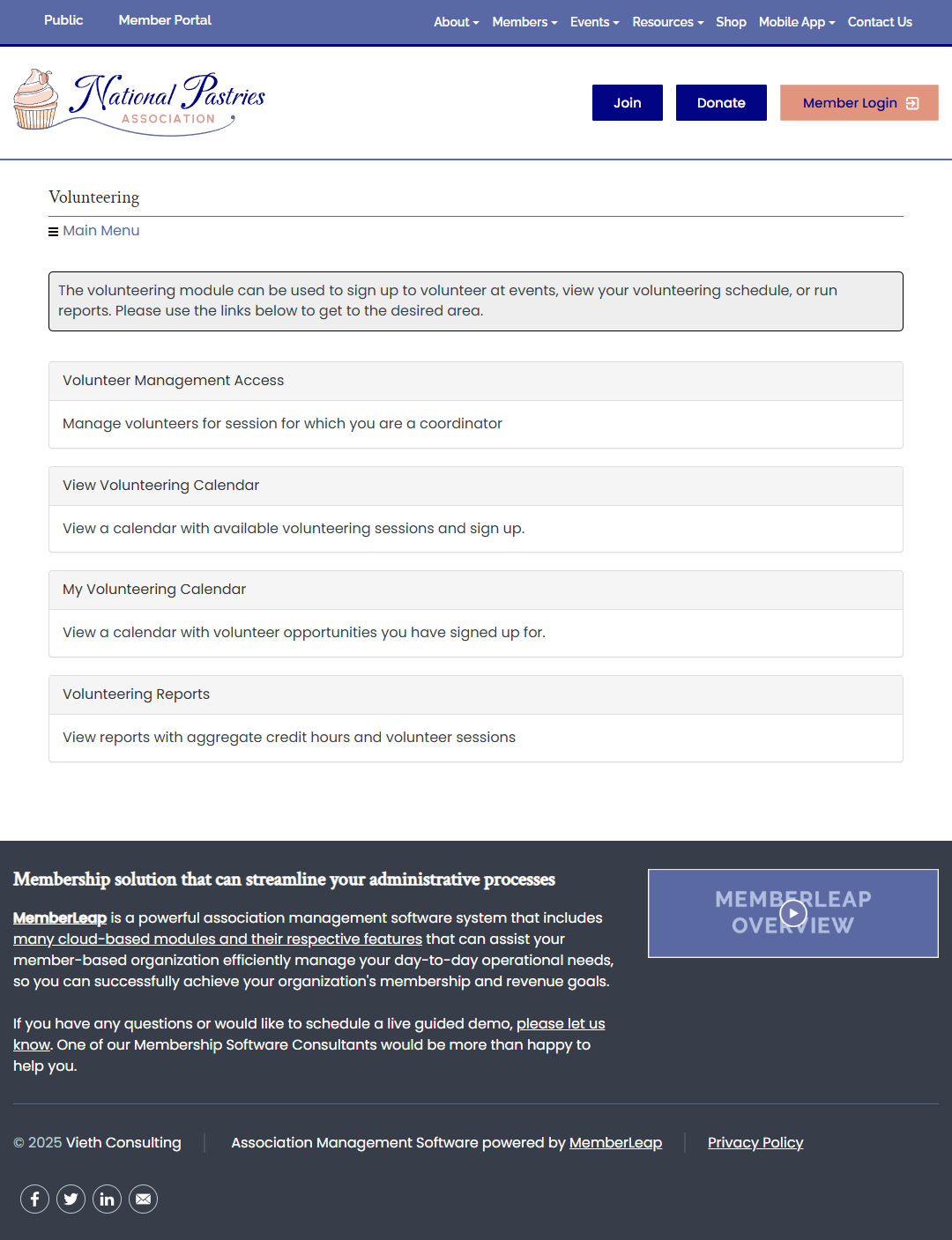 Member's Volunteering Page