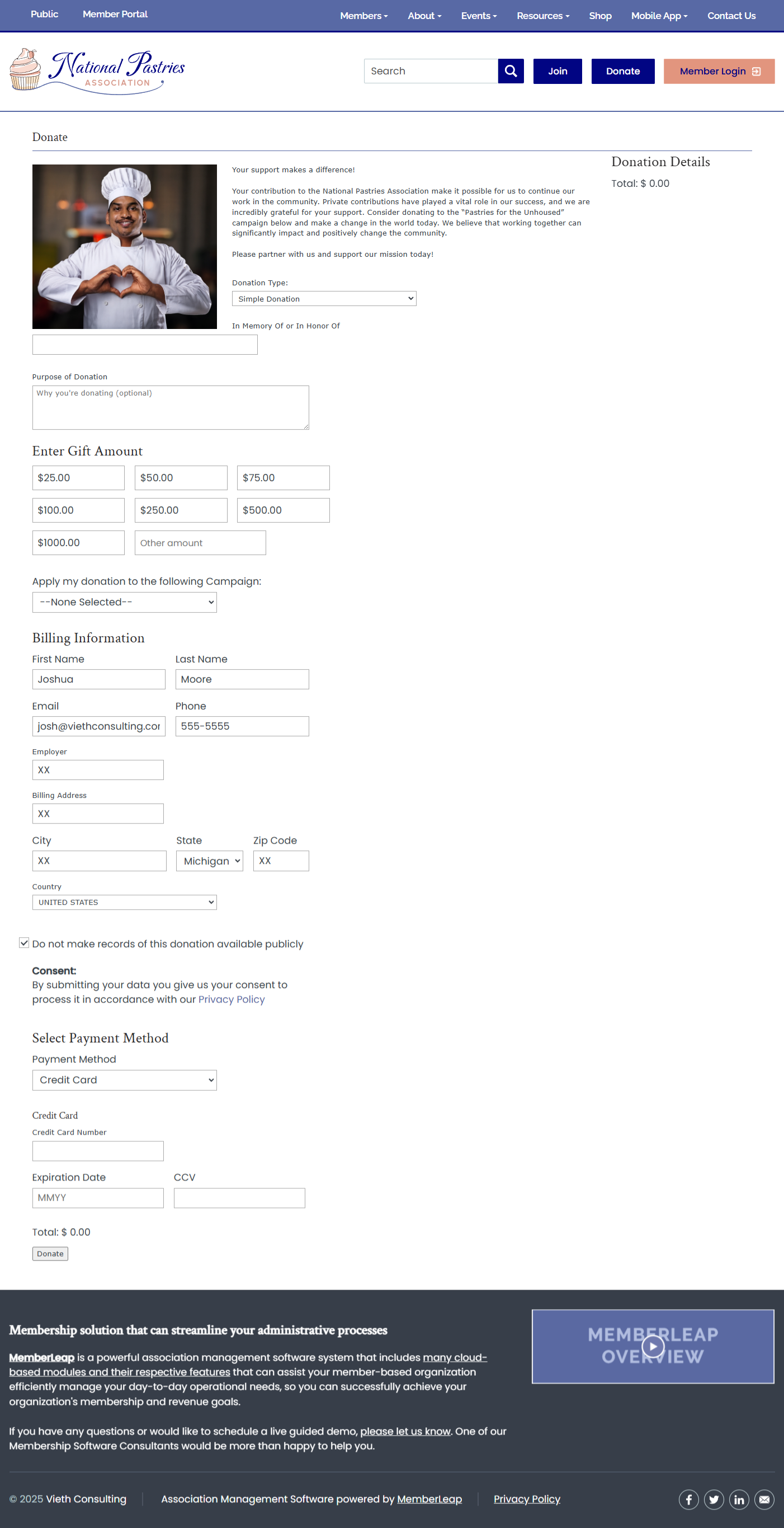 Donations Page