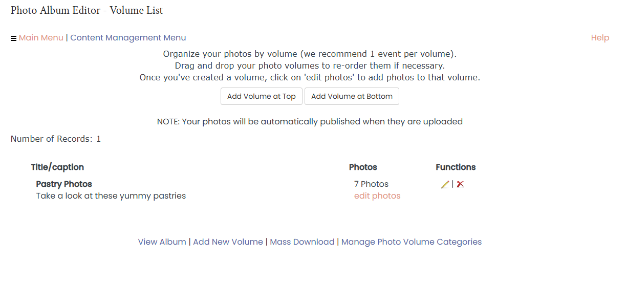 Photo Album Volumes