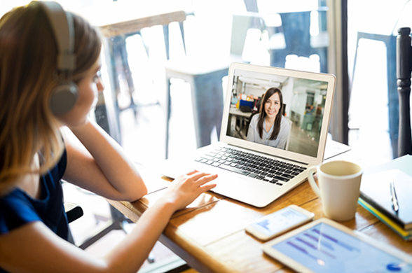 two women on a virtual conference